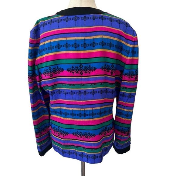 Vintage Adrianna Papell Silk Striped Jacket with Bow Closures - Picture 5 of 8